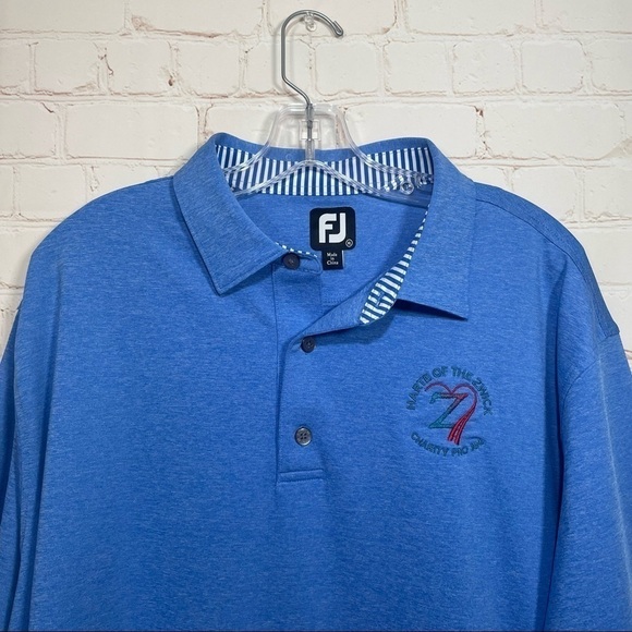 FJ Foot Joy Men’s XL Short Sleeve Blue Stretch Polo Golf Shirt Charity Pro Am - Picture 4 of 8